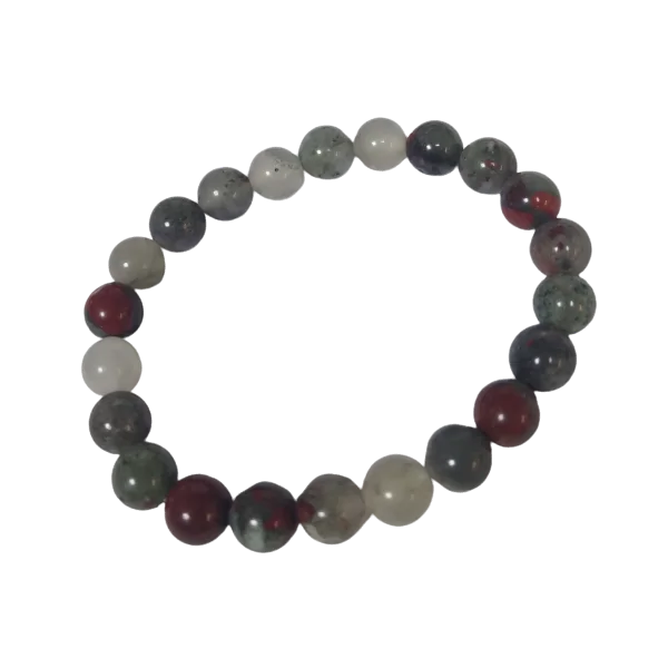 Bracelet en Jaspe Héliotrope 8mm - Lithothérapie - Bien-être | Dans les Yeux de Gaïa.