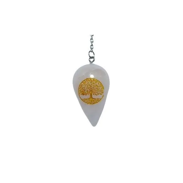 Pendule goutte Quartz Rose et Arbre de vie 4| Dans les Yeux de Gaïa