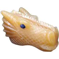 Tête de Dragon en Calcite Orange - Pièce d'exception - 3/4 droite| Dans les Yeux de Gaïa
