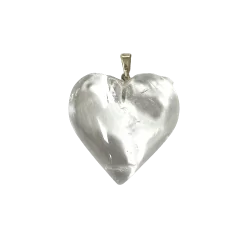 Pendentif coeur cristal de roche grand modèle | Dans les Yeux de Gaïa
