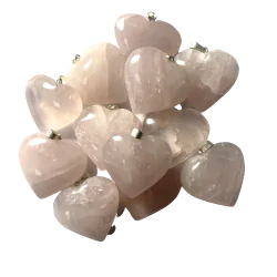 Pendentif coeur en Quartz rose