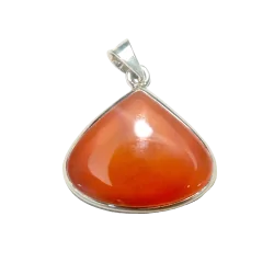 Pendentif en Cornaline sertie Argent 925 - Lithothérapie - Face | Dans les Yeux de Gaïa