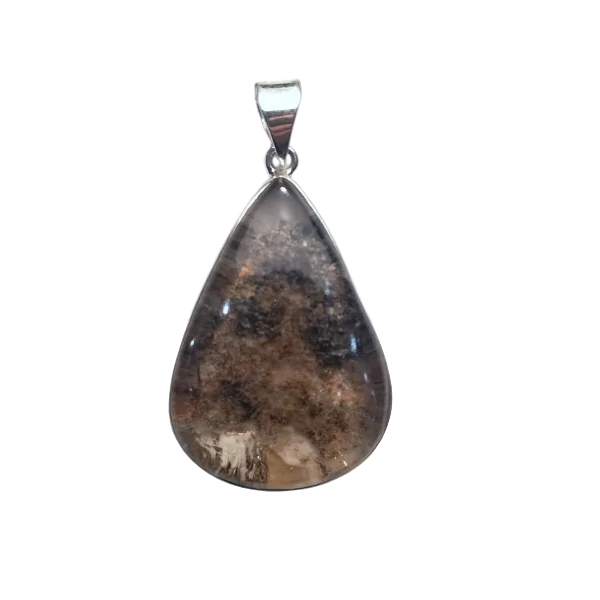 Pendentif en Lodolite sertie Argent 925 - Lithothérapie - Face | Dans les Yeux de Gaïa