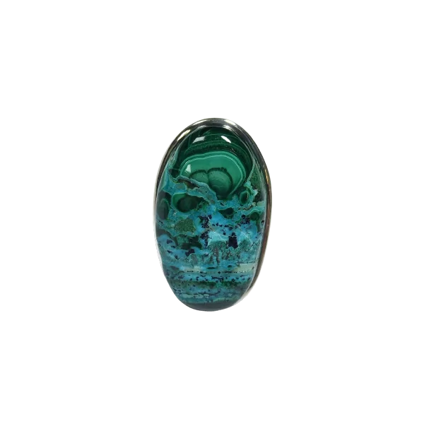 Bague en Chrysocolle sertie argent 925 - Lithothérapie - Face | Dans les Yeux de Gaïa