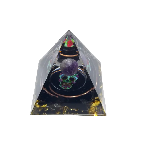 Orgonite Améthyste et Crâne Mexicain - Ésotérisme - Face 1 | Dans les Yeux de Gaïa