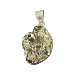 Pendentif en Pyrite sertie sur Argent 925 - Bijoux lithothérapie |Dans les Yeux de Gaïa 1