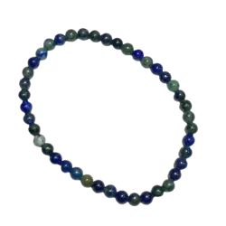 Bracelet Azurite Malachite perles rondes 4mm | Dans les yeux de Gaïa