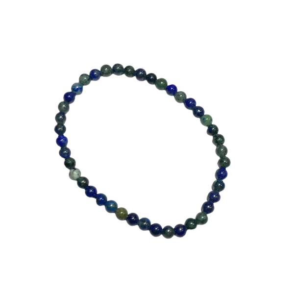 Bracelet Azurite Malachite perles rondes 4mm | Dans les yeux de Gaïa