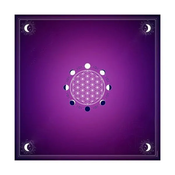 Tapis de Tarot Satiné Violet - Fleur de Vie | Dans les Yeux de Gaïa 1
