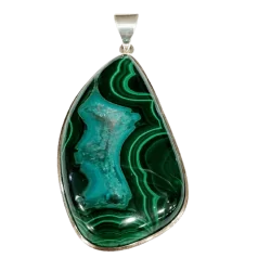 Pendentif en Malachite et Chrysocolle - Lithothérapie - Bien-être - 1| Dans les Yeux de Gaïa