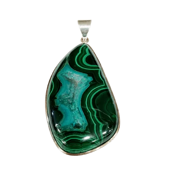 Pendentif en Malachite et Chrysocolle - Lithothérapie - Bien-être - 1| Dans les Yeux de Gaïa