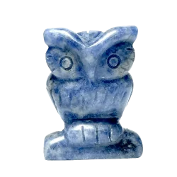 Hibou en sodalite - Face 1| Sculptures, Statues, Figurines | Dans les yeux de Gaïa
