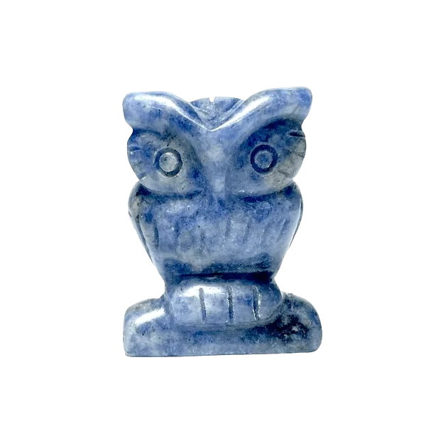 Hibou en sodalite - Face 1| Sculptures, Statues, Figurines | Dans les yeux de Gaïa