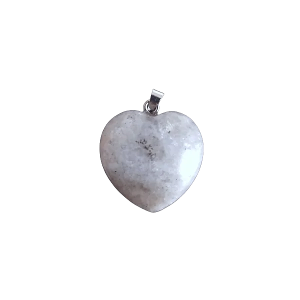 Pendentif coeur en Labradorite blanche - 1 | Pendentifs en Minéraux | Dans les yeux de Gaïa
