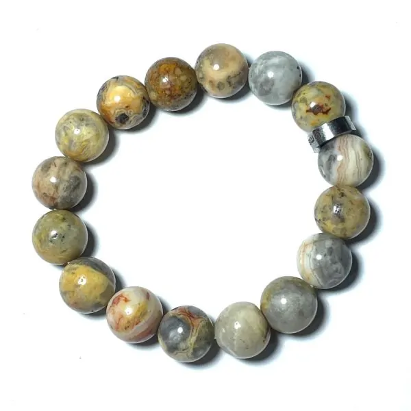 Bracelet en Agate rubanée 12mm | Dans les Yeux de Gaïa