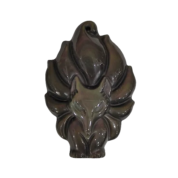 Pendentif renard à 9 queues en obsidienne oeil céleste 1 | Dans les yeux de Gaïa