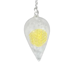 Pendule en cristal de roche avec fleur de vie | Pendules de Radiesthésie - 1 | Dans les yeux de Gaïa