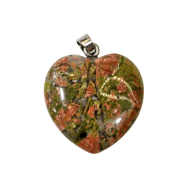 Pendentif Coeur en Unakite | Pendentifs en Minéraux | Dans les yeux de Gaïa 1