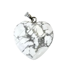 Pendentif Coeur en Howlite | Pendentifs en Minéraux | Dans les yeux de Gaïa 1