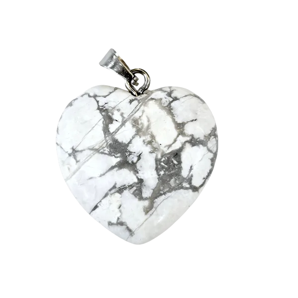 Pendentif Coeur en Howlite | Pendentifs en Minéraux | Dans les yeux de Gaïa 1