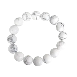 Bracelet en Howlite 12mm - courage| Bracelets en Pierres | Dans les yeux de Gaïa