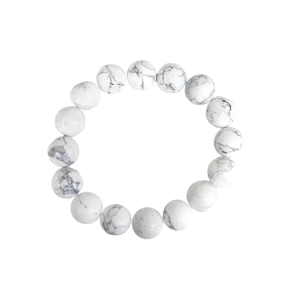 Bracelet en Howlite 12mm - courage| Bracelets en Pierres | Dans les yeux de Gaïa