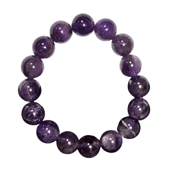 Bracelet en Améthyste, perles de 12mm de diamètre