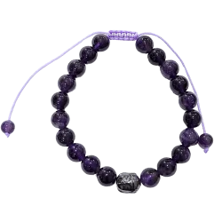 Bracelet réglable en Améthyste et Bouddha 8mm | Bijoux - Lithothérapie