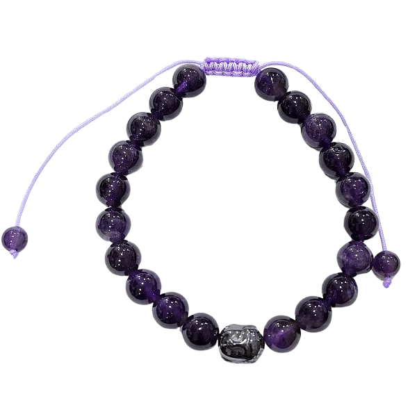 Bracelet réglable en Améthyste et Bouddha 8mm | Bijoux - Lithothérapie