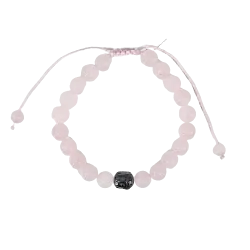 Bracelet réglable en Quartz Rose et Bouddha 8mm - amour| Dans les yeux de Gaïa