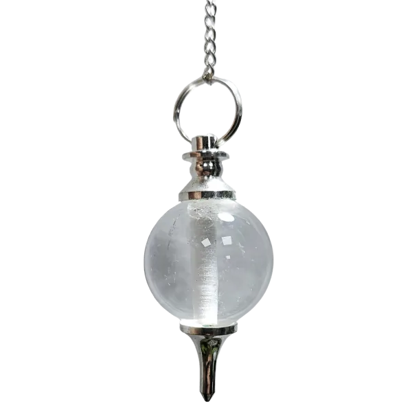 Pendule Boule Cristal de Roche et sept chakras - Radiesthésie - Lithothérapie |Dans les Yeux de Gaïa
