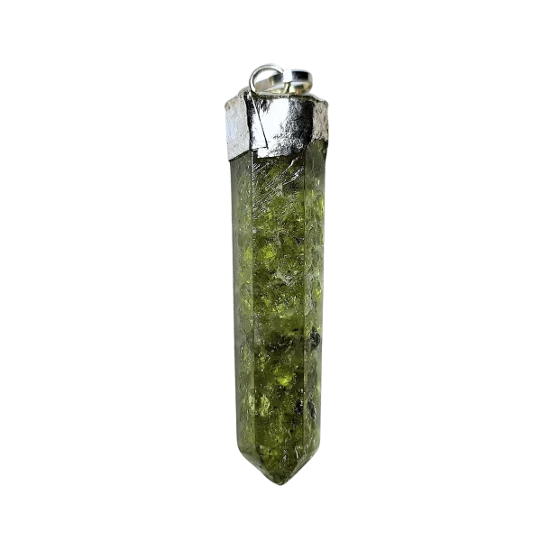 Pendentif pointe en Péridot et résine - Lithothérapie| Dans les Yeux de Gaïa