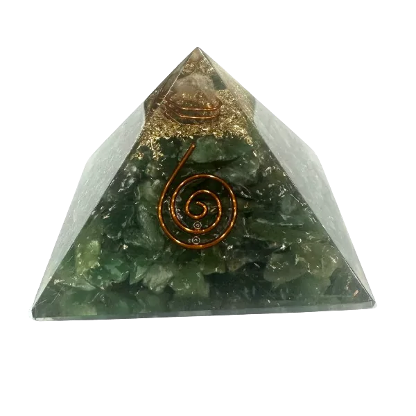 Pyramide Orgonite en Aventurine verte et spirale  - Ondes | Dans les Yeux de Gaïa