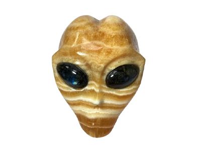 Crâne Alien en Calcite Jaune